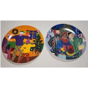 Wondershop Christmas illustrated plate set of two-stoneware